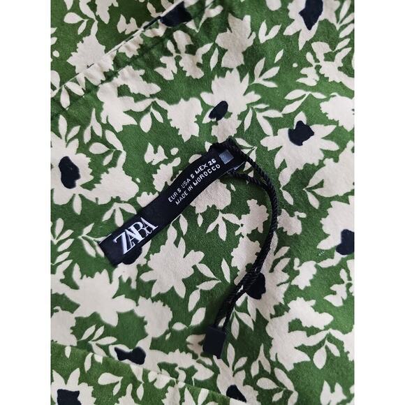 ZARA ~Woman Size S~ Green Floral Print Bib Jumpsuit Romper Cotton. - Picture 9 of 13